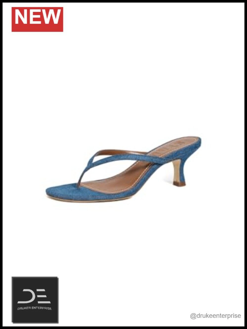 Kitten Heel Denim Sandals Cushioned Footbed